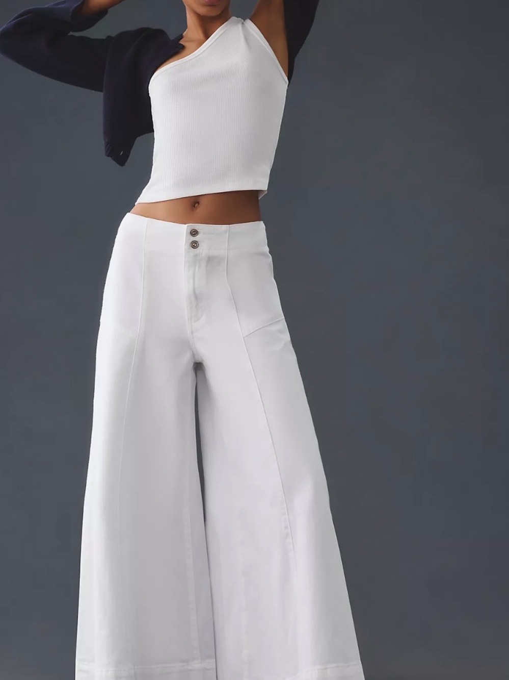 Pilcro Corset High-Rise Crop Culotte Jeans Sz 25 - Picture 2 of 10